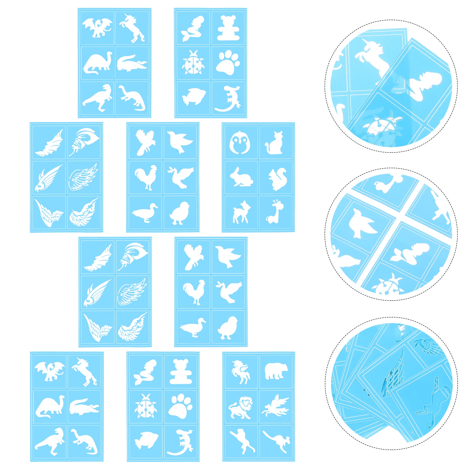 

10Pcs Face Paint Stencils Reusable Smooth PVC Art Templates for DIY Craft Decorative Makeup Painting Stencils Glitter