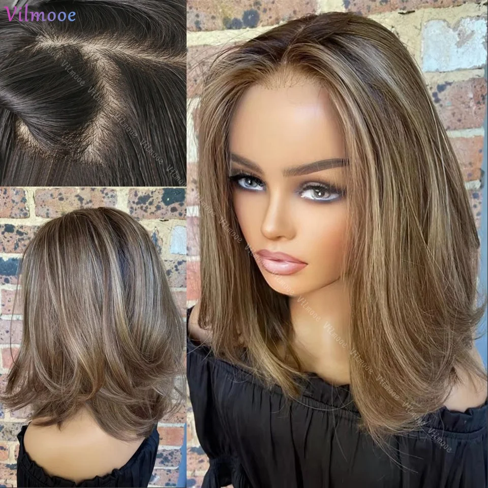 

Soft Highlight Blonde Boby Wave 5x5 Silk Base Jewish Human Hair Wig With Baby Hair HD Lace European Hair Preplucked Glueless