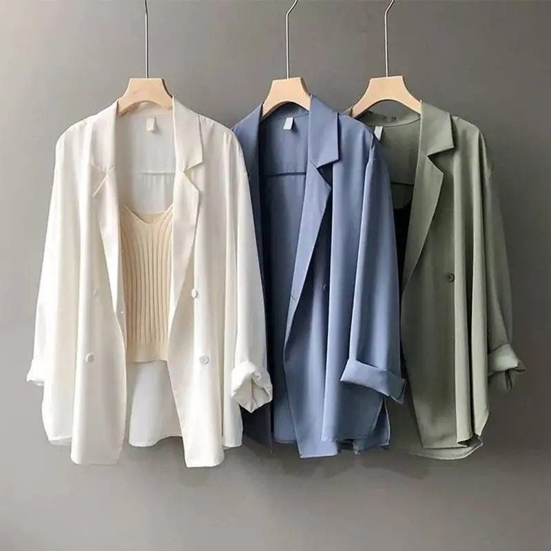 

Lazada Shopee Women's Spring Summer Thin British Style Loose Korean Version Sun Protection Suit Jacket Polyester Fiber Long S...