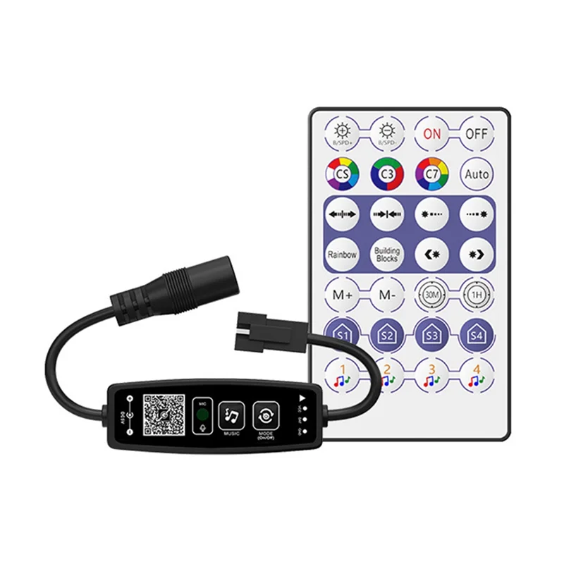 AB25-WS2811 WS2812B LED Controller Bluetooth Music 28Keys Remote Control For Individual Addressable RGB Strip Light