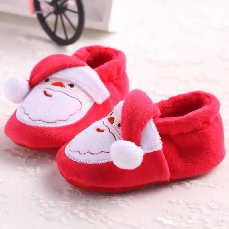 Cartoon Santa Claus Winter Christmas Snow Boots Children's Shoes for Infants Suitable 0-18M Cute Holiday Footwear
