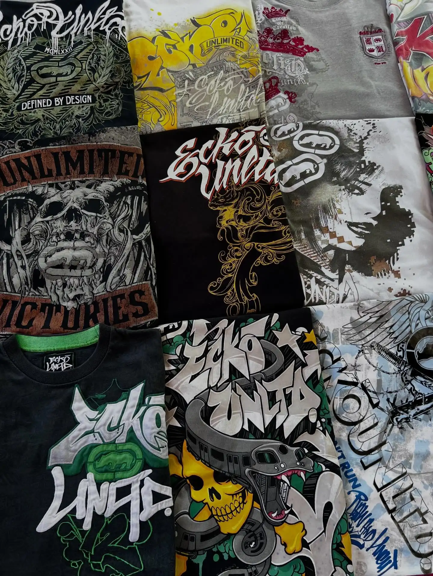 

90s Rhino Printing Cotton Short Sleeve Man American ECKO Style Street Y2K Skateboard Boy T-shirt