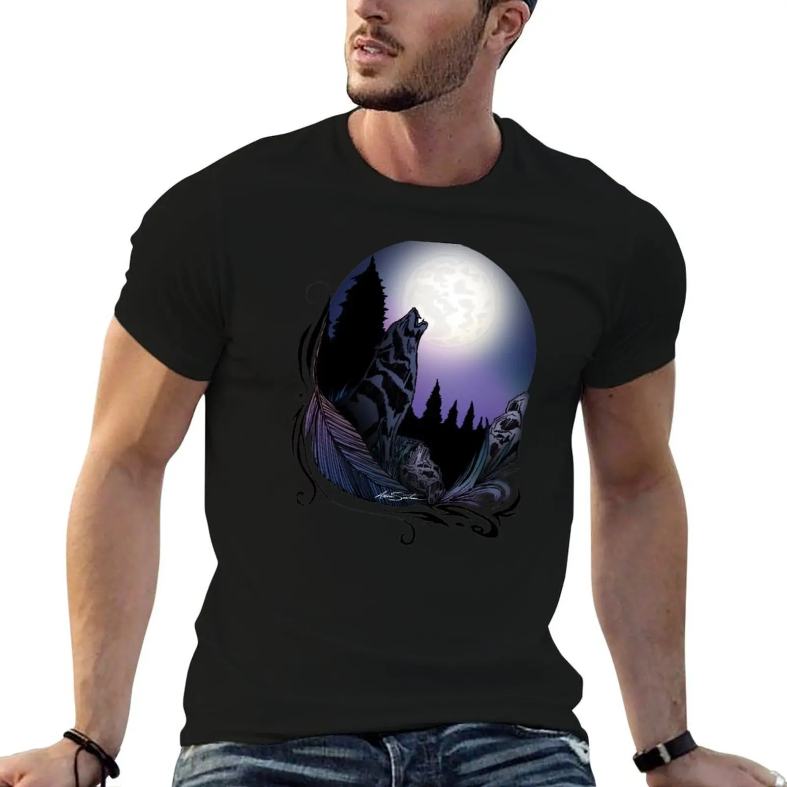 

Howling Wolf T-Shirt g man t shirts for men man t shirt heavy cotton t shirts for man cotton T-shirt