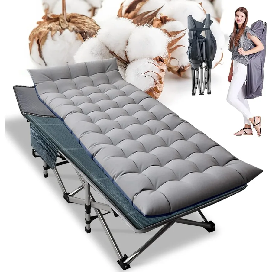 

Складная походная кроватка с ковриком для взрослых, сверхмощная уличная кровать с сумкой для переноски, 1200, D-слойные оксфордские дорожные походные кроватки