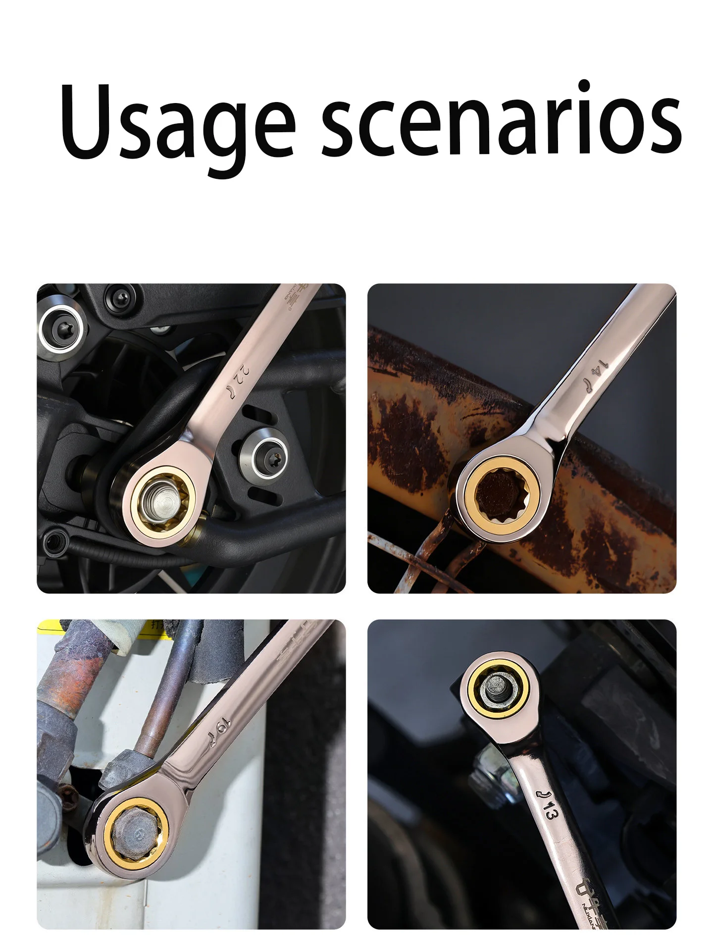 13-27mm Double Head Ring Ratchet Wrench Dual-use Fast Plum Blossom Ratchet Spanner for Bicycle Motorcycle Car Repair Tools view 6