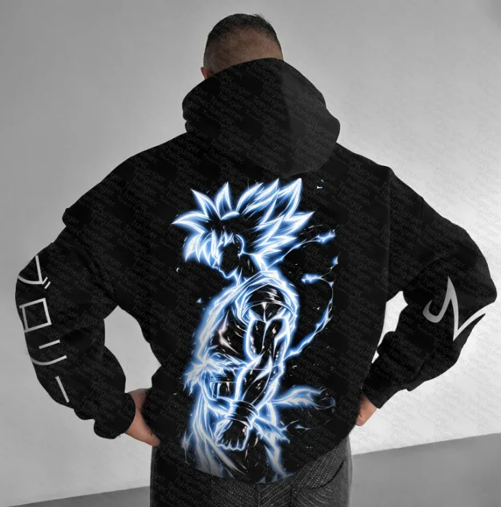 Felpa con cappuccio in pile ampia e comoda con stampa di personaggi ufficiali di Dragon Ball sia per uomo che per donna