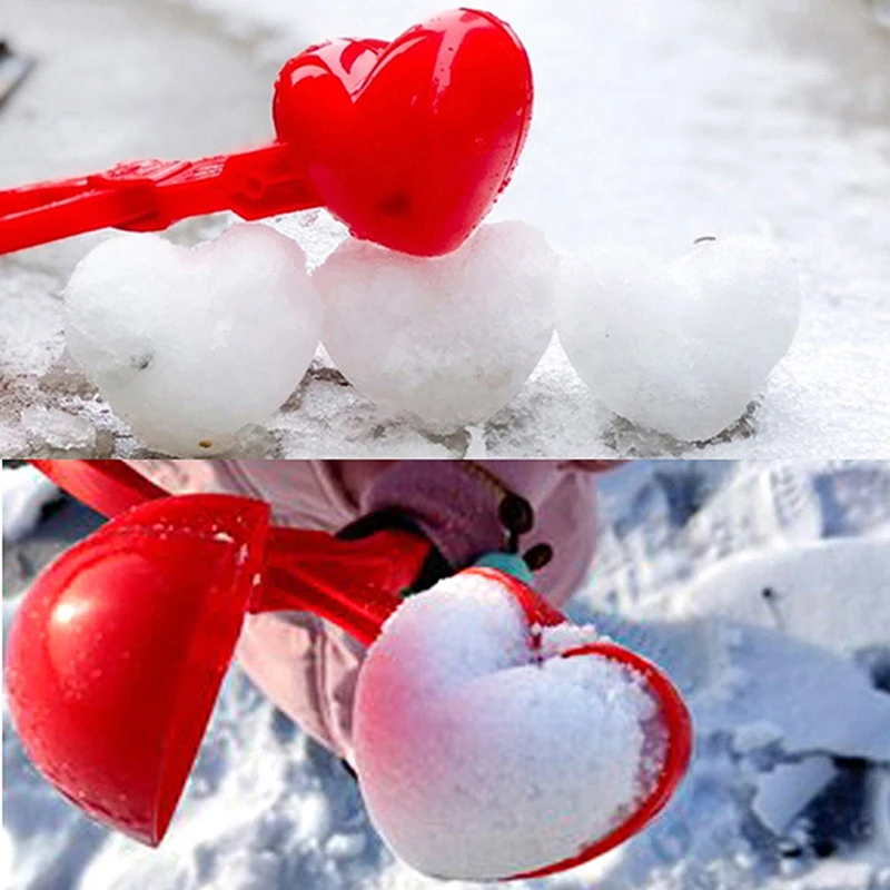 Clip para hacer bolas de nieve en forma de corazón, abrazadera para molde de bola de arena de invierno, juguetes para niños al aire libre