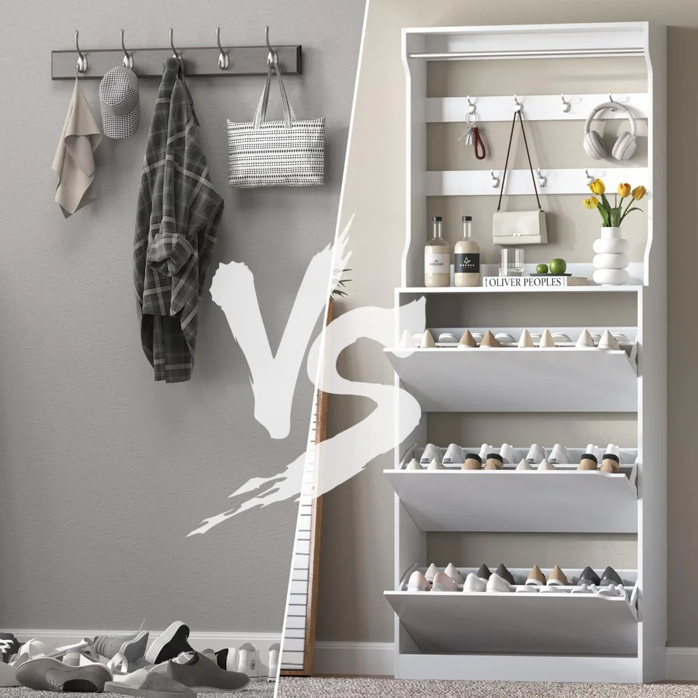 خزانة الأحذية لخزانة الأحذية للمدخل مع 3 أدراج قابلة للطي، خزانة أحذية ضيقة قائمة بذاتها، خشب طويل القامة #6