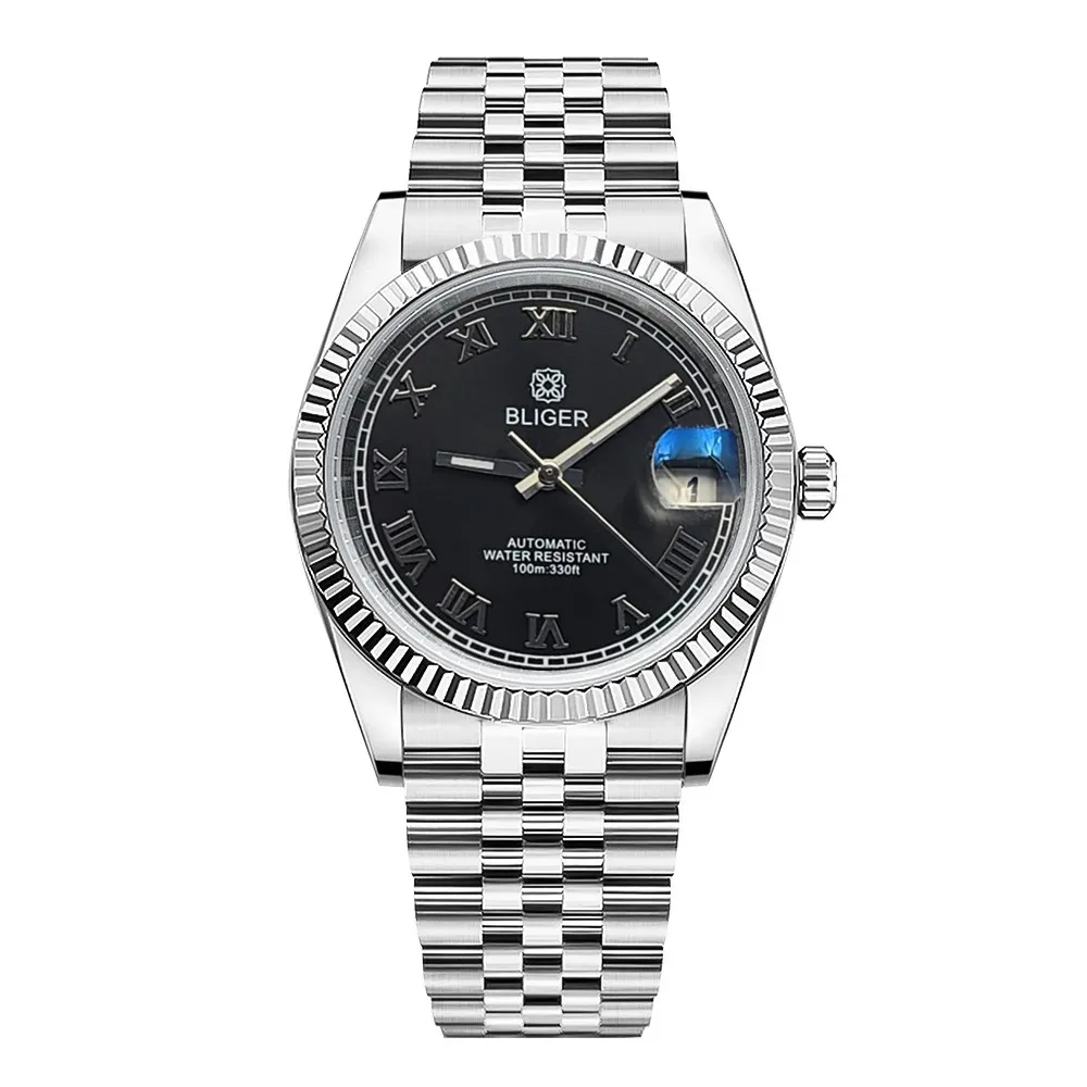 36mm 39mm Sapphire Glass Stainless Steel Watch Dogtooth Log Style NH35 Automatic Movement