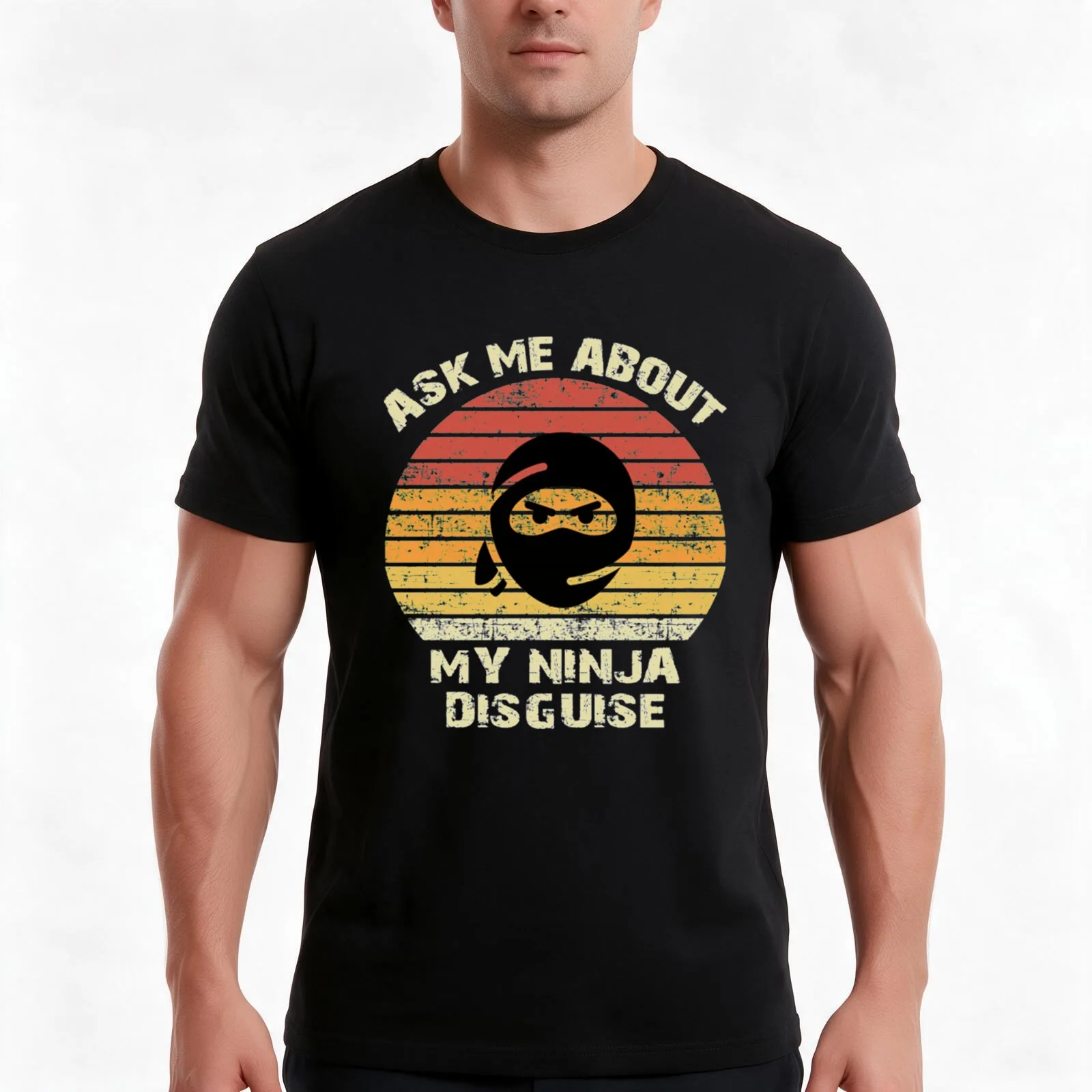 Vintage Ask me about my Ninja Disguise 34 T-Shirt Summer Casual Cotton Tee Oversized Streetwear Tops Vintage Graphic Print