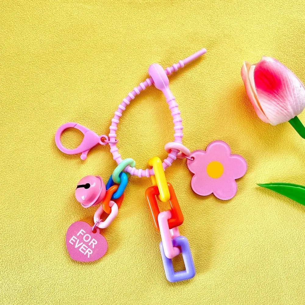 New Candy Color Flower Keychain Creative Acrylic Keychain Flower Heart Pendant Bag Hanging Ornament Car Key Ring Bag Accessories