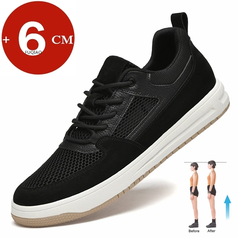 Men Casual Sneakers Summer Fashion Elevator Shoes Man Sports Lift Height Increase Insole 6cm Mesh Breathable Men Shoes