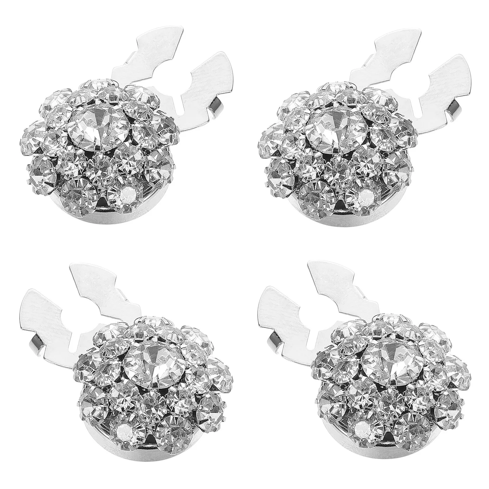 

4Pcs Flower Rhinestone Buttons Luxurious Crystal Alloy Sew on Decorative Buttons for Clothing Handbags Shoes DIY Crafts
