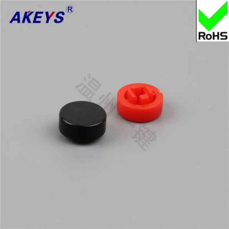 100 Pcs A44 Touch Schakelaar Hoed Zwart Rood Ronde Toetsaanslag Cap 6*6*7.3