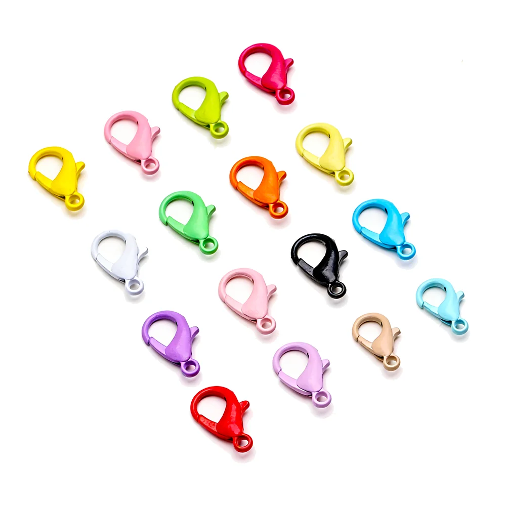 30/50/100pcs 12/14mm Colorful Lobster Claw Clasps Clips Hooks For DIY Jewelry Bracelet Necklace Keychain Making Accessories