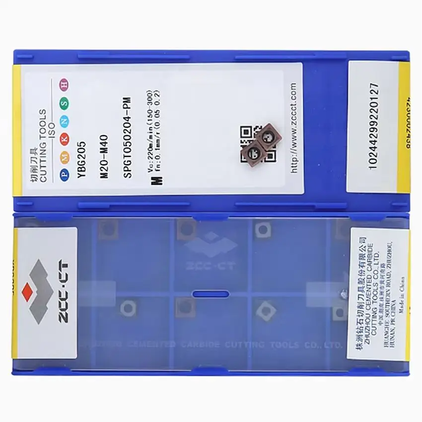 

SPGT050204-PM YBG205/SPGT050204-PM YBG212/SPGT050204-PM YB6338 ZCC.CT CNC blade carbide inserts turning tools U-drill inserts