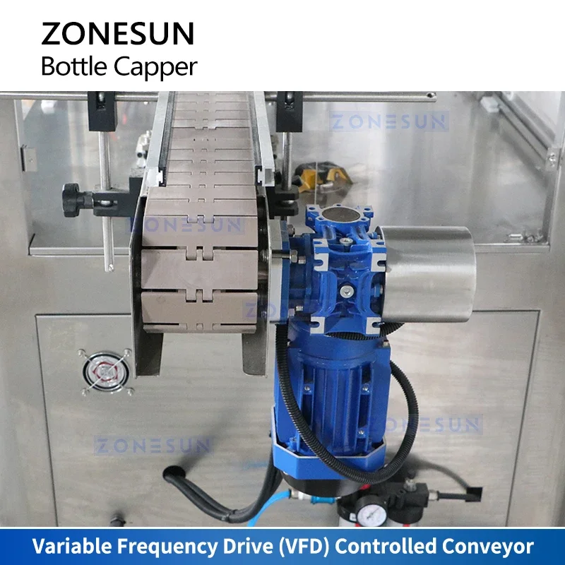 ZONESUN Tappatrice automatica per bottiglie Tappatrice a vite Tappatrice servo Tappatrice a movimento continuo ZS-XG23