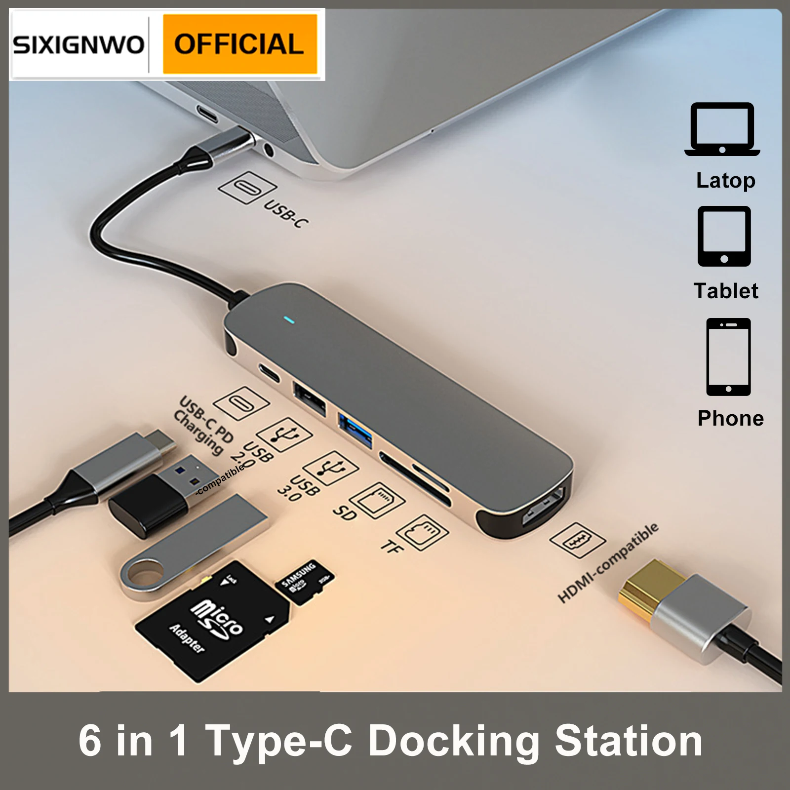 

USB Type C Laptop Docking Station HDMI-compatible Dual Screen USB 3.0 Hub Adapter Dock for HP DELL XPS Surface Lenovo ThinkPad