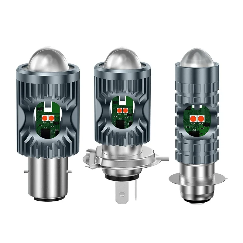 Motorcycle LED Headlight Bulb H4 H6 P15D White Yellow Lens Projector Spotlight 12-80V IP67 High Low Beam Motorbike Headlamp 1PCS