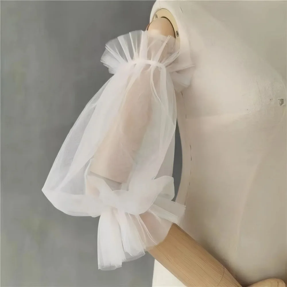 

Модные эластичные свадебные перчатки-манжеты для невесты, однотонные, съемные рукава из мягкой тюли для свадебного платья, для вечеринок