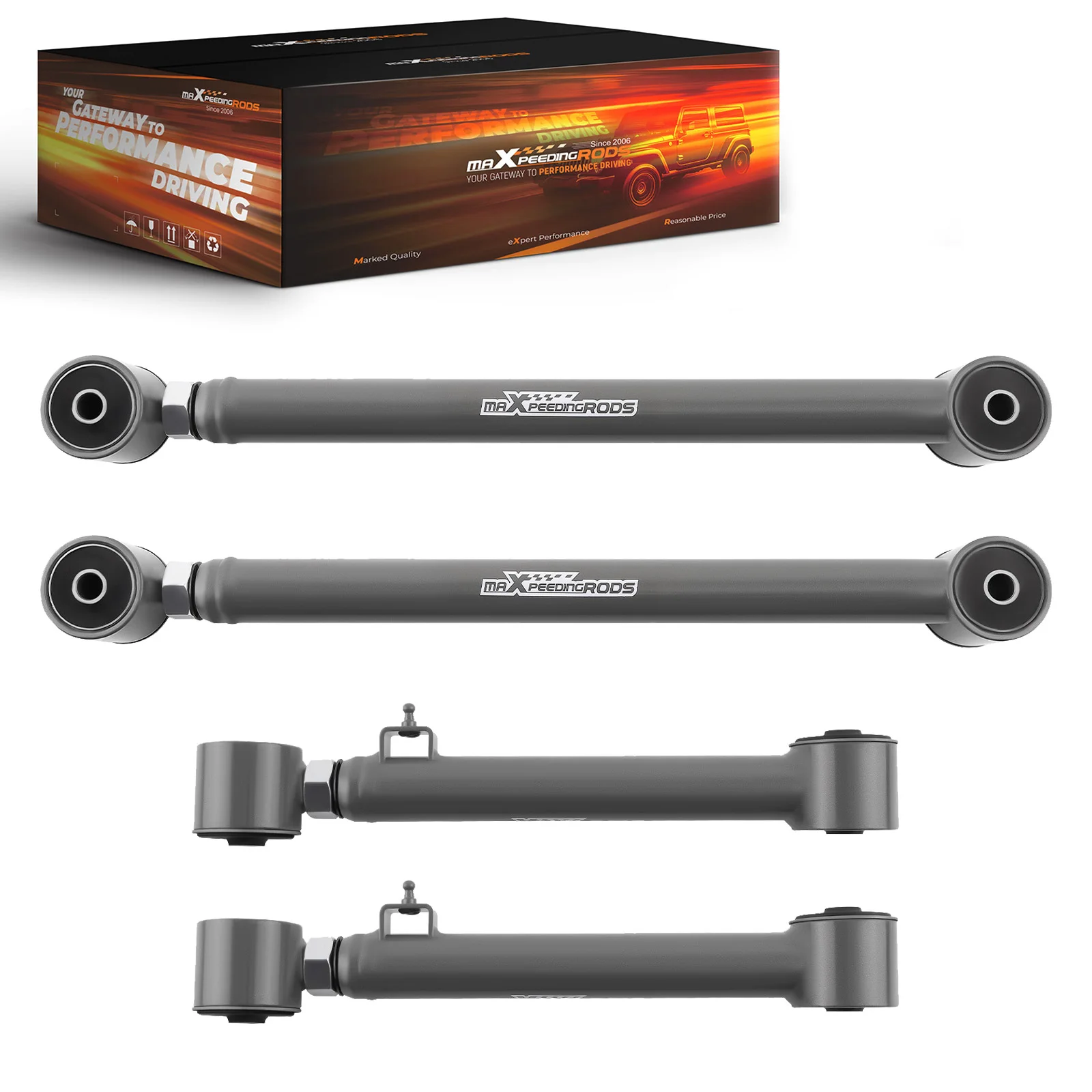 4 Pcs Steel Adjustable Rear Lower Upper Control Arm 0-6