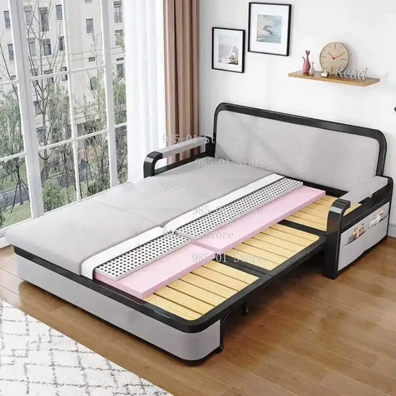 Dual-purpose folding sofa bed, retractable single and double design for small apartment, living room and balcony use