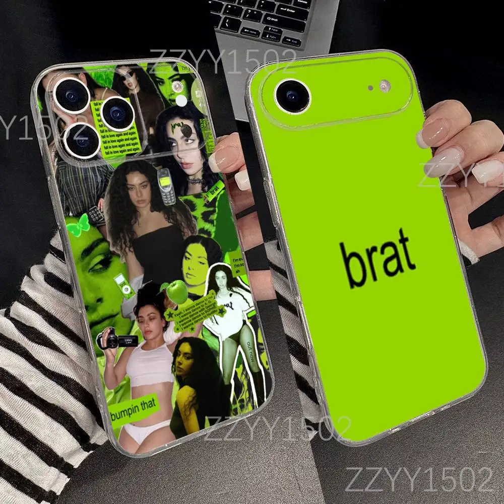 

Charli XCX Brat Phone Case For iPhone 17,16,15,14,13,12,11 Pro,Max,Plus,X,XS,XR,SE4,E Mini Transparent Soft