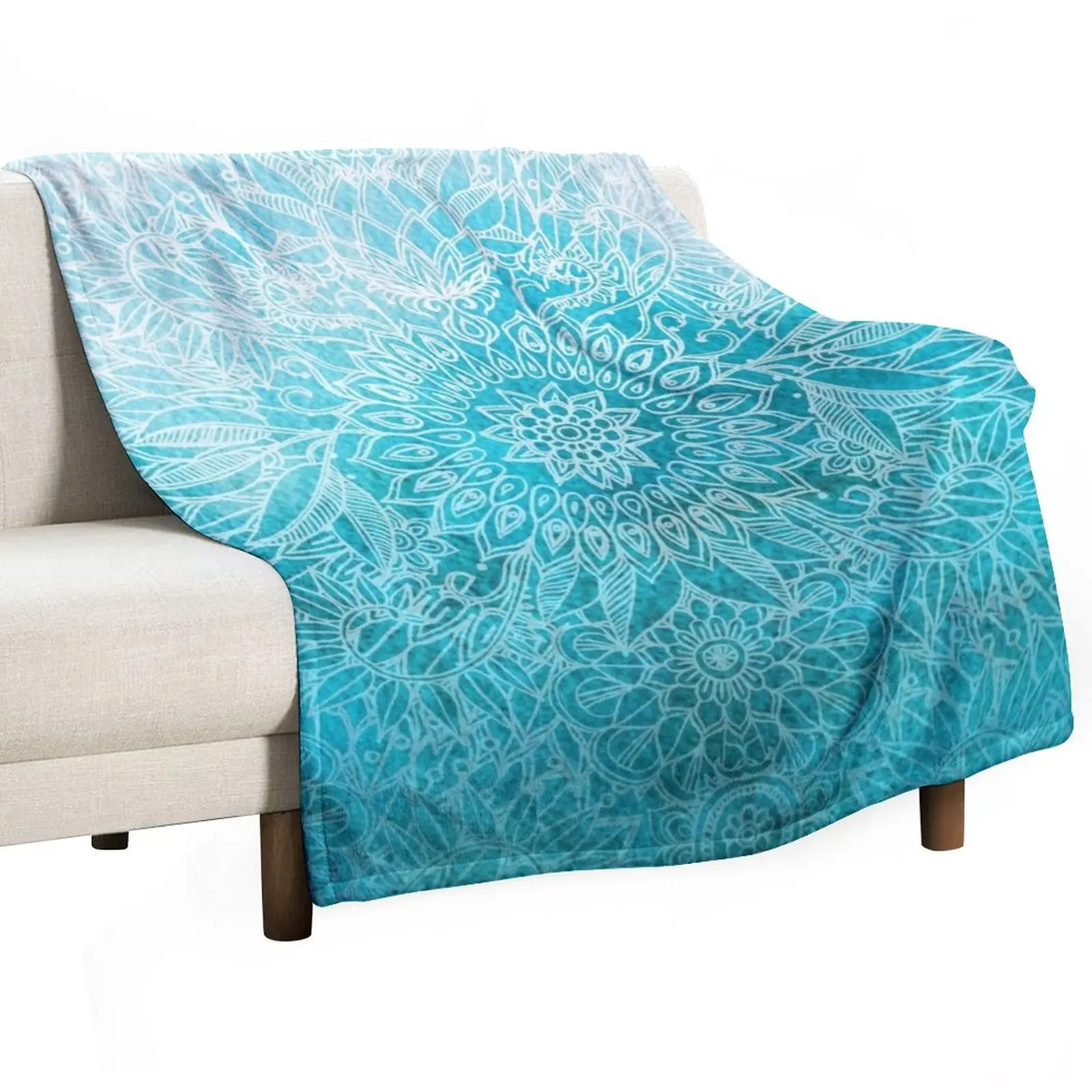 

Fade to Teal - watercolor + doodle Throw Blanket Sofas warm winter Hairy Blankets For Bed Blankets