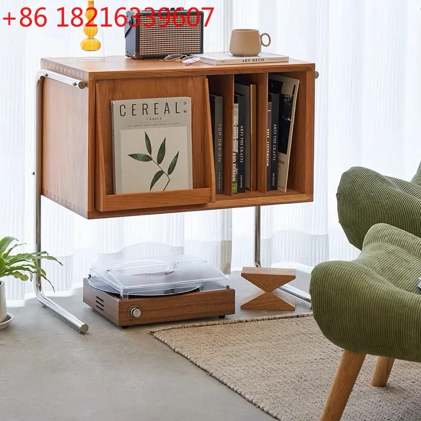 YAO Scandinavian Solid Wood Mobile End Table - Multi-Functional Mid-Century Nightstand & Bookcase, Instagrammable Vintage Home D