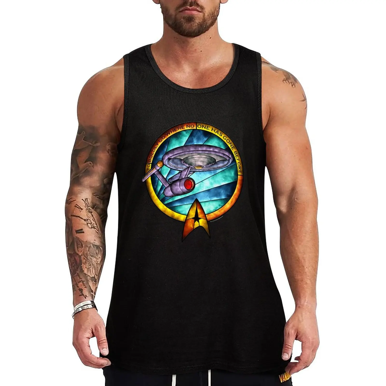 

Star Trek Discovery Ship Stained Glass Portrait Tank Top Sports Fitness Tank Top Quick Dry Moisture Wicking