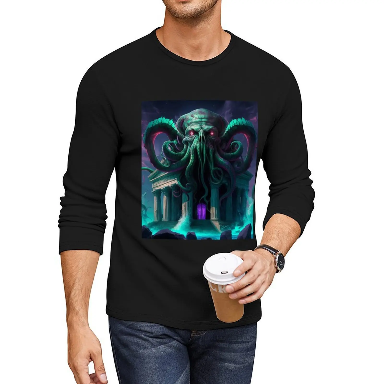 

Mythical Deep Water Creature. Long T-Shirt tops sweat shirts hippie clothes t shirt men