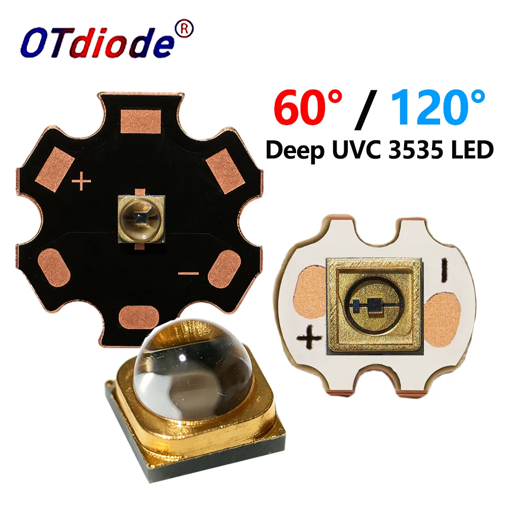 1-10pcs 1W 254nm265nm 275nm 290/310/340nm UVC LED Diode 3535Lamp Beads 60/120Degree Angle 5-7V UV disinfection Medical Equipment