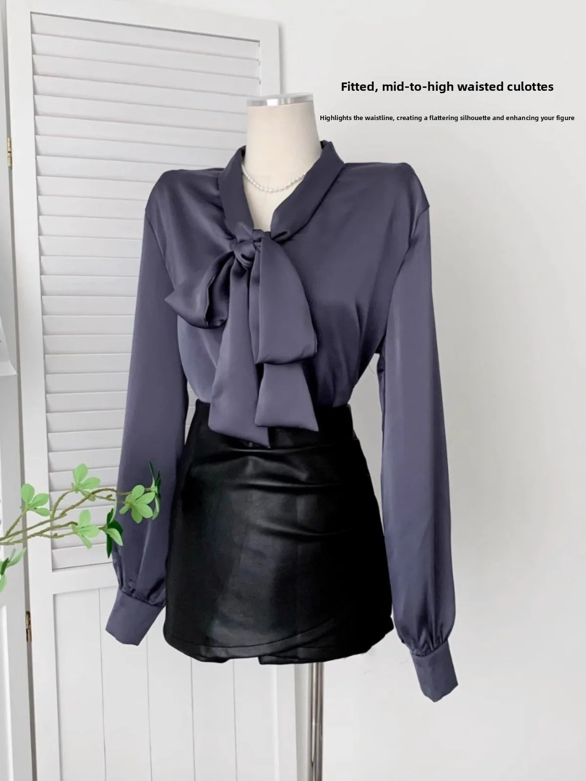 

Двусторонняя шелковая блузка с длинным рукавом для женщин, весна-лето, свободный крой, V-образный вырез, из полиэфирного волокна, скрывающая живот, топ