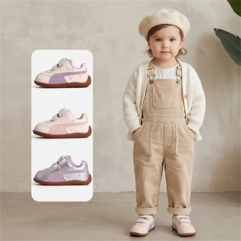 2026 New Autumn Baby Shoes Leather Toddler Boys Sneakers Soft Sole Barefoot Shoes Fashion little Kids Girls Shoes EU16-30
