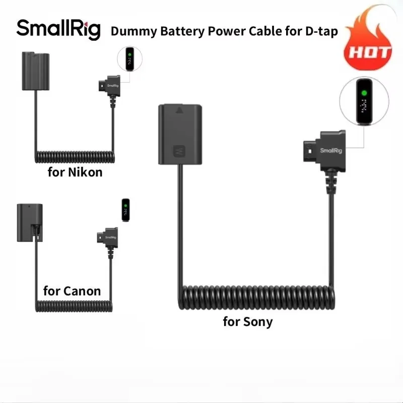 SmallRig Dummy Battery Power Cable for D-tap for Nikon EN-EL15c / for Sony NP-FW50 Continuous Power Shoot Smart Display Screen