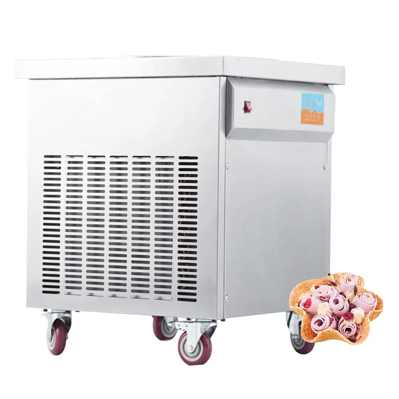 Commercial One Plate Good Quality Rolled Fried Soft Ice Cream Machine With Standard Parts Electric Fried Ice Cream Machine