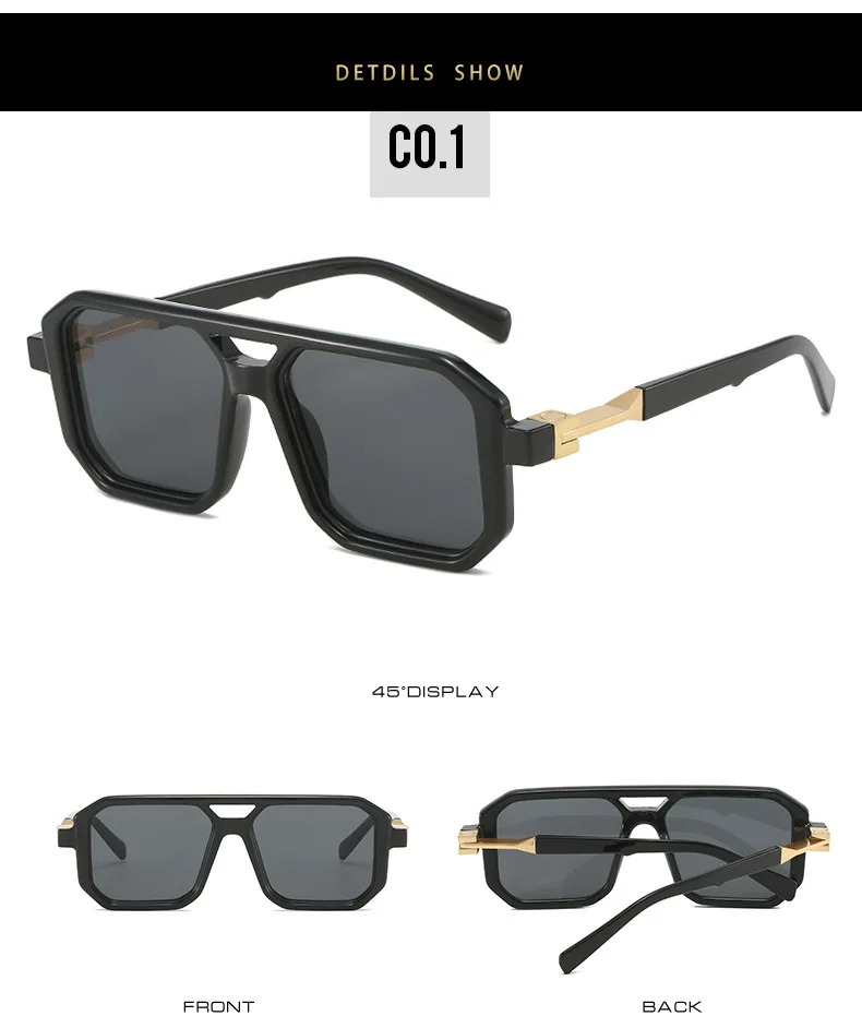 Punk Sonnenbrille Männer Marke Designer Quadrat Sonnenbrille UV400 Mode Cool Shades Frauen – Detail 5