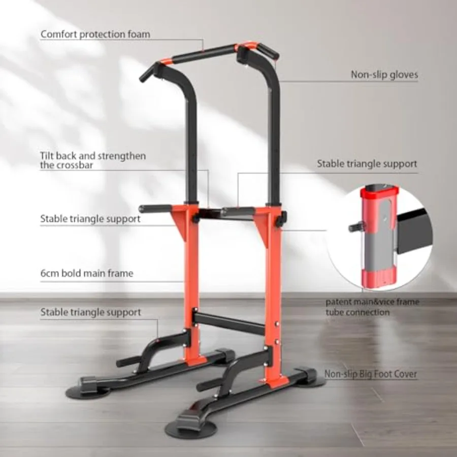 Power Tower Pull Up Dip Bar for Home Gym Multi-Functional Adjustable Strength Training Fitness Workout Station Chin-Ups