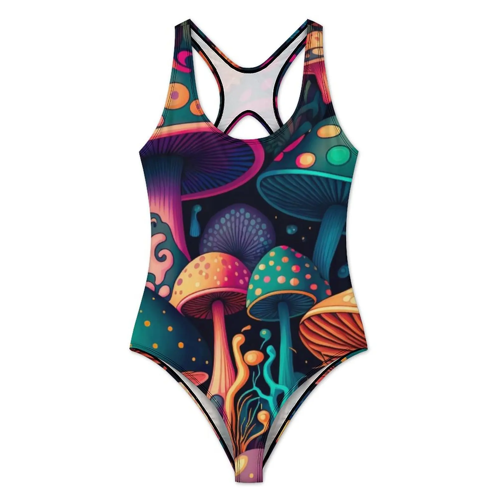 Magic Mushroom Swimsuit Sexy Cute Mushrooms Print One Piece Swimwear Push Up Swimsuits Elegant Vacation Bath Bathing Suit