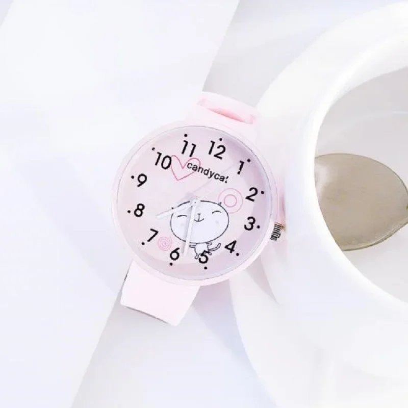 Cartoon Candycat Soft Silicone Strap Children Watch Girl Gift Waterproof Students Clock 3D Cat Kids Watches for Boys Girls Gifts