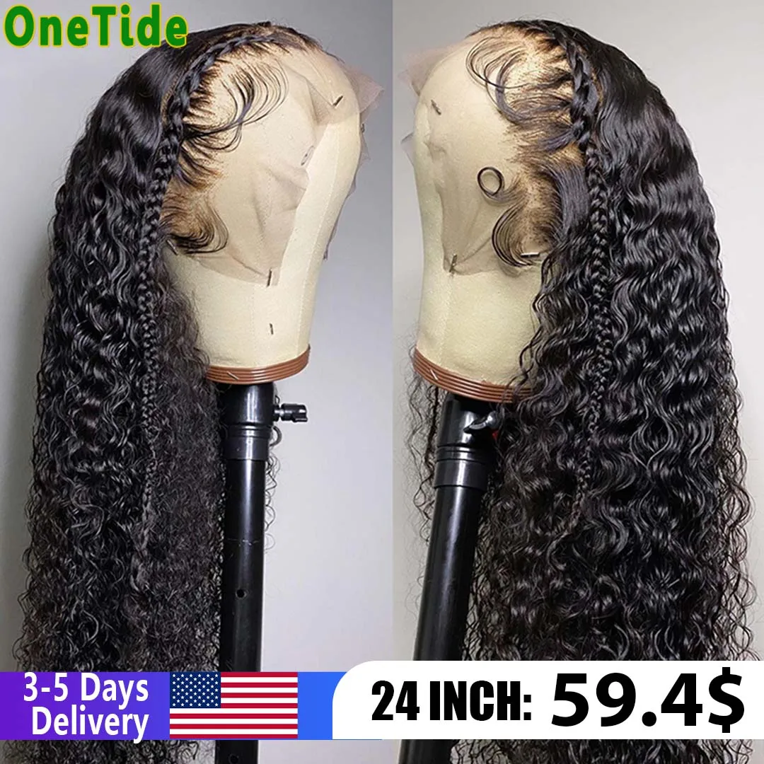 13x4 Lace Frontal Human Hair Wigs Deep Wave Brazilian Remy Human Hair Lace Front Curly Human Hair Wigs For Women 180 Density