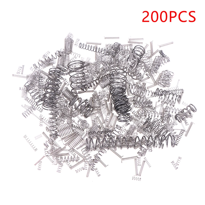 200Pcs Mixed Multi-size Mini Spring Parts Accessories Stainless Steel Compression Spring Ballpoint Pen Spring