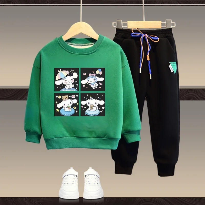 Autumn Children Boy Clothes Set Kid Girls Cartoon Printed Sweatshirts Pullover Top And Pants Suit Long Sleeve Tracksuits