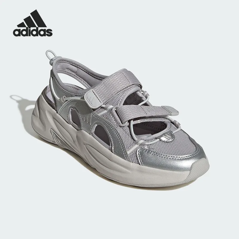 Adidas2026 Men's and Women's Retro Ultra-light Cushioning Velcro Platform Sandals JS4580