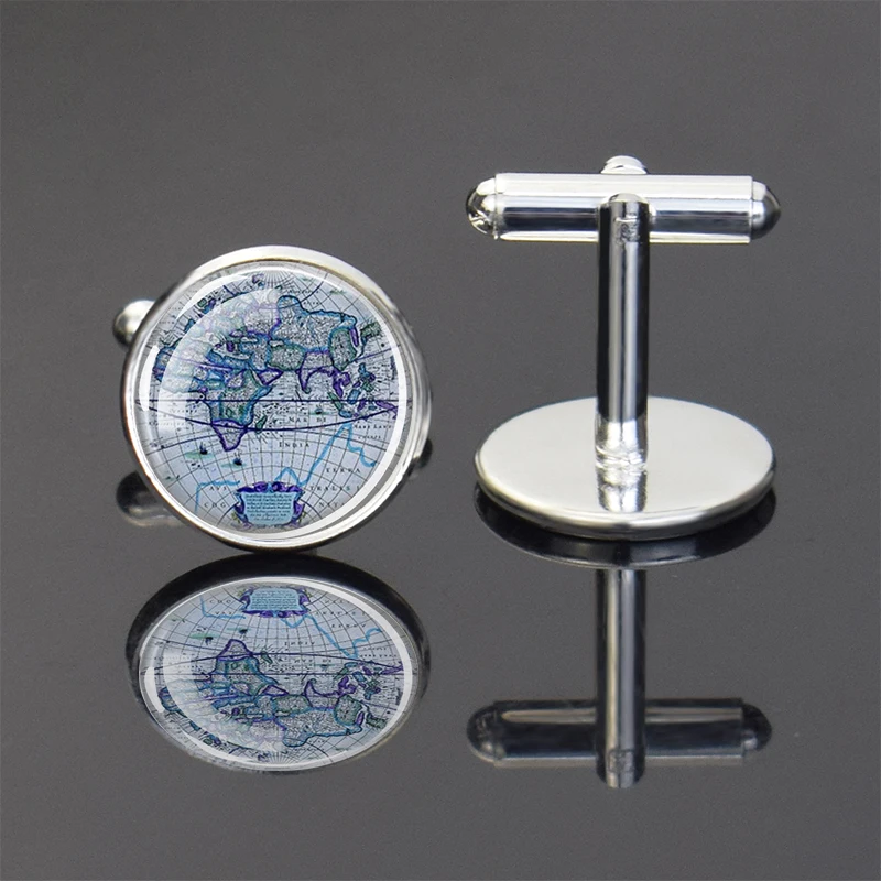 Map Pattern Decorative Cufflinks Men's Metal Alloy Cufflinks Accessories Gift 1 Pair/Set (gift Set)