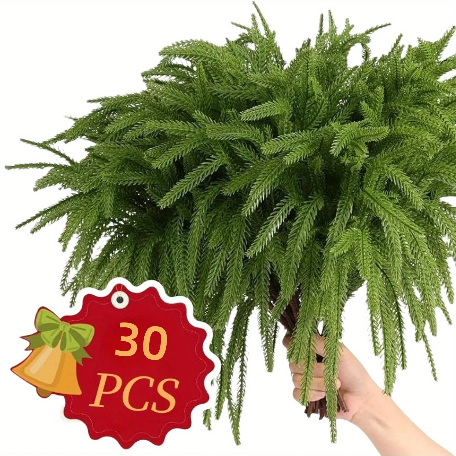 30 قطعة من فروع الصنوبر الشمالية الاصطناعية ذات اللمس الحقيقي - 35 سم سيقان دائمة مزيفة طويلة للديكور الداخلي/الخارجي، ديكور واقعي #6