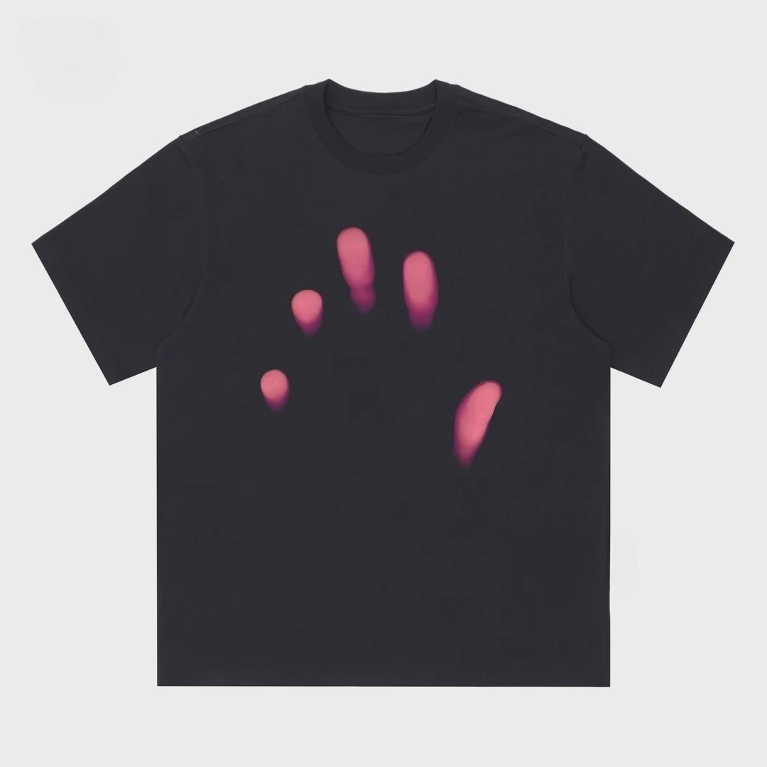 Fingerprint Graphic Printed Top 2026 American Style Unisex Casual Short Sleeve Crewneck Spring Summer Outfit T-Shirt