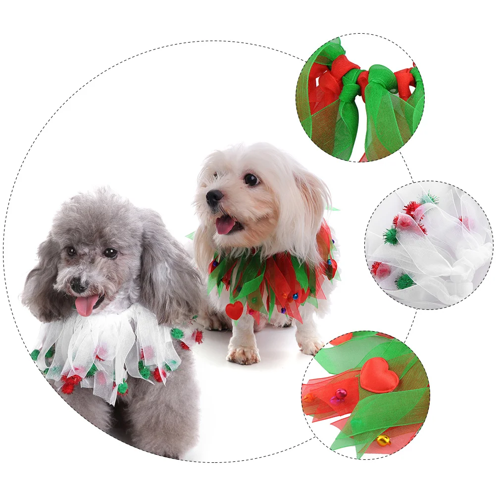 

2Pcs Christmas Pet Collar Ribbon Neckband for Dog Holiday Party Decoration Festive Style Washable Lightweight Collar