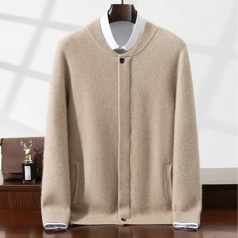 ADDONEE الثقيلة الرجال 100% سترة الكشمير المعنقة س الرقبة سستة سترة معطف الخريف الشتاء سميكة الدافئة الكشمير تريكو الملابس