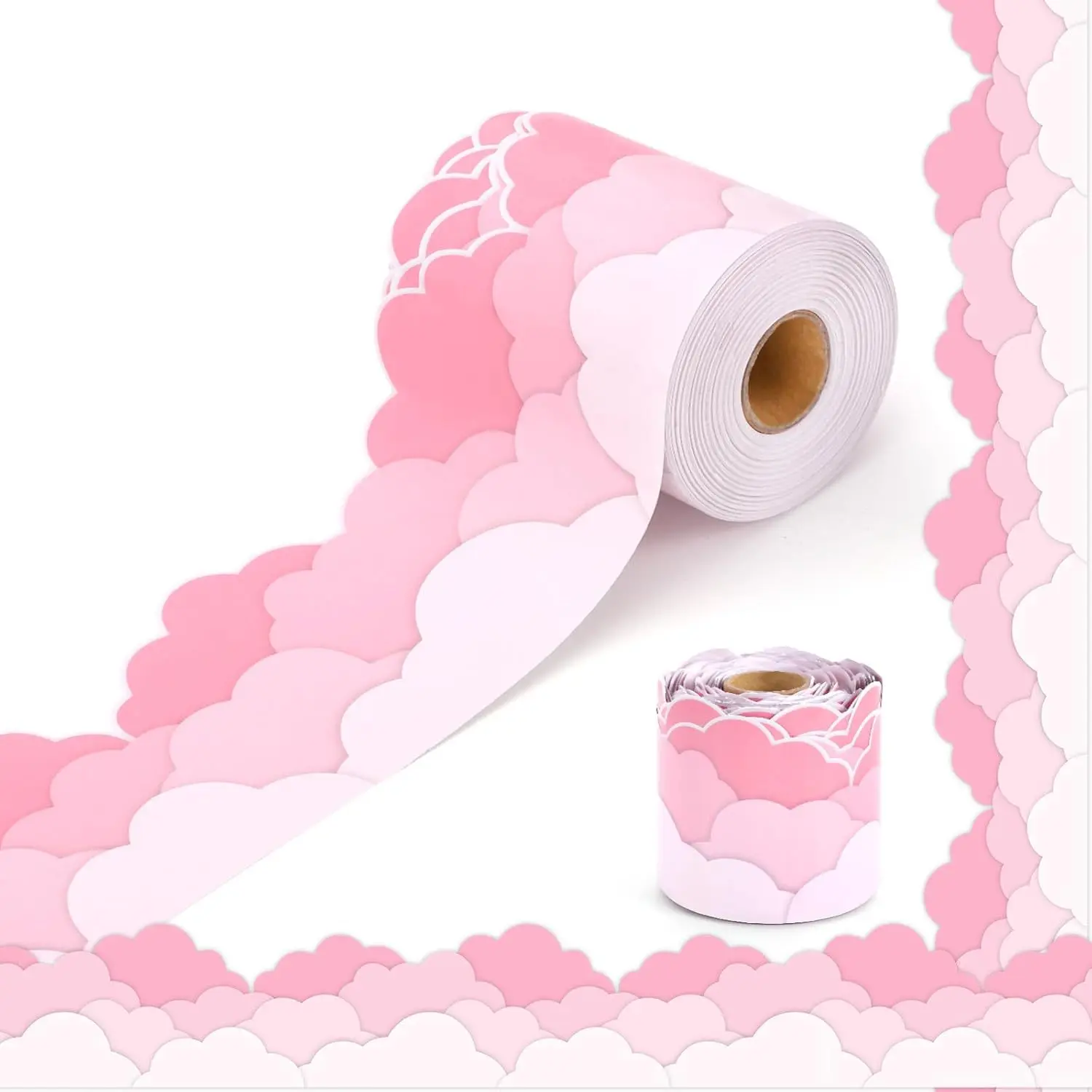 32ft Bulletin Board Border, Pink Clouds Bulletin Board, Sky Clouds Shape Die Cut Trim Border Decorations for School Classroom